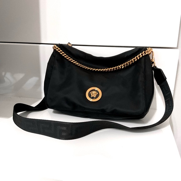 Versace Medusa Nylon Tribute Chain Shoulder Bag - Picture 1 of 4